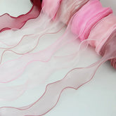 Hooux 60mm Wave Silk Organza ribbon Bow material for hair ornament gift wrapping decoration lace ribbons