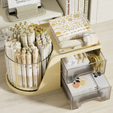 Hooux Rotatable Organizer Boxes Detachable Storage Organizer Cosmetic Brush Lipstick Drawer Style Desktop Makeup Storage Organizer