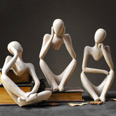 Hooux Nordic Art Abstract Thinker Statue Modern European Style Resin Handmade Craft Office Home Desktop Decoration Sculpture Ornaments