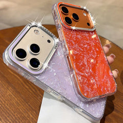 Hooux Fashion Bling Glitter Shell Pattern Phone Case For iPhone 13 14 15 16 17 Pro Max Soft IMD Shockproof Anti-Scratch Diamond Cover