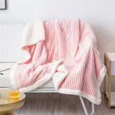 Hooux Modern Simple Plaid Double-Layer Lambswool Blanket Office Lunch Break Warm Blanket Home Sofa Thickened Soft Shawl Blanket