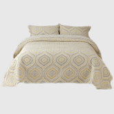 Hooux Nordic Cotton Romantic Print Bedspread Pillowcase Quilted Bed Cover Sofa Blanket Four Seasons Coverlet Bedding 3PCS