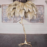 Hooux Nordic Luxury Living Room Floor Lamp Ostrich Feather LED Floor Lamp for Bedroom Sofa Corner Modern Gold Resin Indoor Floor Light