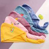 Hooux Fruit Embroidery Hair Towel Soft Hair Drying Cap Super Absorbent Hair Towel For Bathroom Quick Drying Hair Wrap Towel