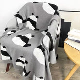 Hooux Cartoon Panda Blanket INS Knitted Blanket Office Nap Blanket For Bed Sofa Cover Lazy Sofa Cover Bedspread Plush Throw Blankets