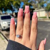 Hooux 24Pcs Simple Pink Square Head False Nails Mid-length Ballet Fake Nails Artificial French Press on Nails Finished Fake Nail Tips