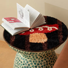 Hooux Lovely Tufting Seat Cushion Mat Soft Round Square Mushroom Dots Chair Sofa Pad Home Office Warm Room Decor for Autumn Winter