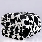 Hooux Cow Printed Flannel Blanket Double-sided Blanket Warm Soft Black And White Bed Blanket For Couch Bed Sofa Travelling Blanket