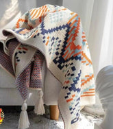 Hooux Bohemian Knitted Blankets Plush Throw Sofa Bed Blankets Office Nap Blanket Outdoor Camping Picnic Mat