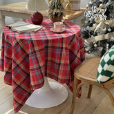 Hooux Christmas Plaid Tablecloth Cotton Table Cloth Vintage Dining Table Cover For Dinner Table Party Birthday Christmas Decor