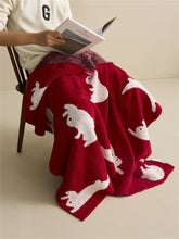 Hooux Modern Simple Ins Style Cartoon Cute Rabbit Half Velvet Knitted Blanket Nap Office Sofa Casual Multifunctional Blanket