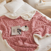 Hooux Modern Simple Lamb Fleece Blanket Winter Thickened Warm Coral Fleece Blanket Four Seasons Universal Sofa Casual Blanket