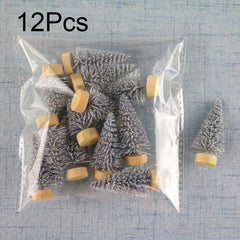 Hooux 12Pcs Mini Christmas Tree Ornament Small Artificial Pine Sisal Snow Landscape Xmas Trees Christmas Tabletop Navidad Decor Gifts