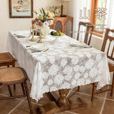 Hooux 2025 new lace tablecloth modern simple hollow jacquard table cover atmosphere dessert table coffee table