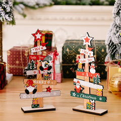 Hooux Wooden Christmas Tree Desktop Ornament Santa Claus Merry Christmas Sign Plaque Xmas Decoration for Home 2025 New Years Noel Gift
