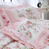 Hooux Elegant ruffle lace decorative pillowcase European Embroidery bed pillow case princess rose print cushion cover sofa cushions