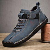 Hooux New 2024 Handmade Leather Casual Men Shoes Design Sneakers Man Breathable Leather Shoes Men Ankle Boots Outdoor