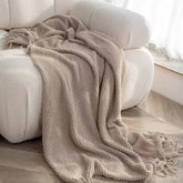 Hooux Blankets Nordic Style Hanging Tassels Solid Color Blankets Homestay Knitted Blankets Brown Coffee Sofa Minimalist Design