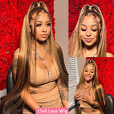 Hooux Ombre Highlight Wigs Human Hair 100% 13x4 13x6 Transparent Lace Front Wig Pre Plucked Honey Blonde Lace Frontal Wig Brazilian