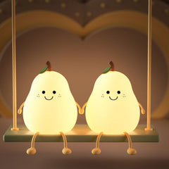 Hooux RGB Night Light Pear Shape USB Rechargeable Dimmable Bedroom Light Bedside Decoration Silicone Lamp Children Gifts Direct Sale