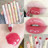 Hooux Clear Lip Glaze Heart Love Jelly Mirror Lipstick Long Lasting Moisturizing Waterproof Non-stick Cup Transparent Lip Gloss Makeup