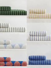 Hooux Striped Geometric Rhombuses Cotton Towels Soft Absorbent Face Towel Combed Long Staple Kids Hands Towel Adult Bath Household To