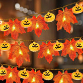 Hooux Artificial Autumn Maple Leaves Pumpkin Garland LED Fairy String Light Christmas Thanksgiving Decoration DIY Halloween Party Home