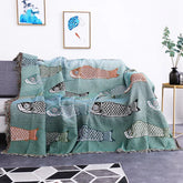 Hooux Textile City Ins Modern Simple Koi Fish Pattern Sofa Towel Home Decor Throw Blanket Comfy Soft Carpet Dust-proof Blanket