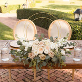 Hooux Gold Metal Floral Ring Hoop with wooden base for Wedding Party Table Centerpiece Decoration Artificial Flower Garland DIY Wreath