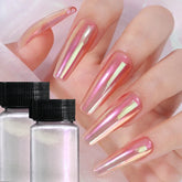 Hooux Colorful Aurora Glitter Chrome Nail Powder Holographic Pearl Shell Dust Mermaid Pigment Powder for Nails Dip Powder Decoration