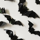 Hooux 16pcs Halloween 3D Black Bat Wall Stickers Removable Halloween DIY Wall Decal Halloween Party Decoration Horror Bats Stickers