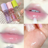 Hooux Crystal Jelly Lip Oil Lasting Hydrating Plumping Liquid Lipstick Clear Lips Tint Moisturizing Non Sticky Mirror Lip Gloss Makeup