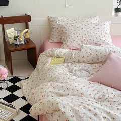 Hooux Sweet Cherry Plaid Bedding Set