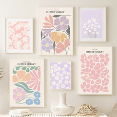 Hooux Pastel Flower Market Canvas Posters