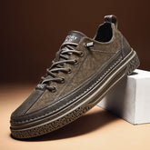 Hooux Luxury Suede Leather Men Handmade Shoes Flats Casual Men's Canvas Shoes Breathable Men's Business Walking Shoes Zapatos De Mujer