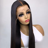 Hooux Silky Straight Lace Front Wig Synthetic Natural Black For Black Women Cosplay Glueless Long Heat Resistant Daily Wig Baby Hair