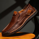 Hooux Men's Casual Shoes Handmade Mens Style Shoes Comfortable Lace Up Men's Moccasins Breathable Mens Loafers Big Size 48 Sneakers