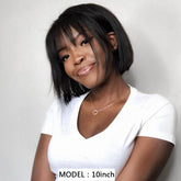 Hooux Straight Bob Human Hair Wigs With Bangs Short Brazilian Human Hair Bob Wigs For Woman No Lace Full Machine Made Human Hair Wigs