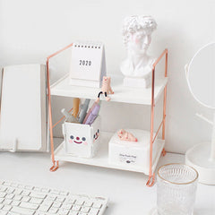 Hooux Aesthetic Desk Rose Gold Storage Rack
