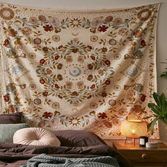 Hooux Vintage Floral Moon Mandala Tapestry