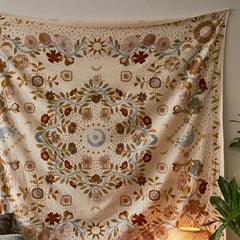 Hooux Vintage Floral Moon Mandala Tapestry