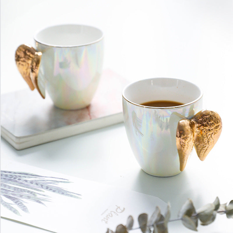 Hooux Fairycore Golden Angel Wing Mug