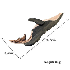 Hooux Wooden Sea Fish Decor Statue Wall Hanging Decor Whale Figurine Sculpture Ornament Rustic Decor Home Living Room Bedroom Decor