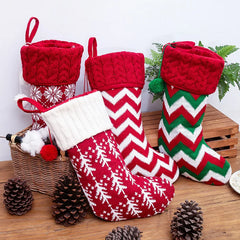 Hooux Knitted Christmas Stocking Socks Sack New Year Gift Candy Bags Christmas Decorations For Home Xmas Tree Hanging Ornaments Natal