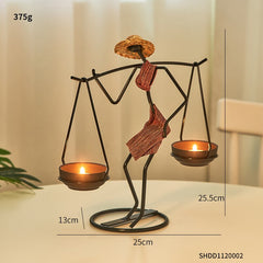 Hooux Metal Candle Holders Creative Home Decoration Accessories Figure Statue Center Table Living Room Wedding Centerpiece Gifts
