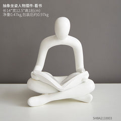 Hooux Reader Statue Figurines Home Decor White Model Home Decoration Gift Accessories Bookshelf Decoration Office Home Decoration Crafts