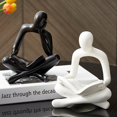 Hooux Reader Statue Figurines Home Decor White Model Home Decoration Gift Accessories Bookshelf Decoration Office Home Decoration Crafts