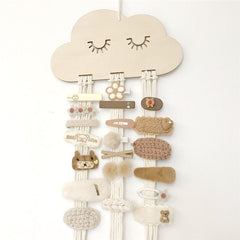 Hooux Wooden Cloud Baby Hair Clips Holder Princess Girls Hairpins Storage Hanger Jewelry Photos Organizer Wall Hanging Ornaments