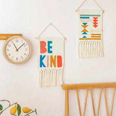 Hooux Embroidery Tapestry Tufting Geometric Rainbow Boho Fabric Hanging Blanket Nordic Home Room Decoration Accessories Wall Art Decor