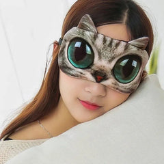Hooux 1PCS 3D Sleeping Mask Cute Cartoon Cat Dog Sleeping Eye Mask Eyeshade Cover Soft Portable Animal Blindfold Eyepatch Eye Cover